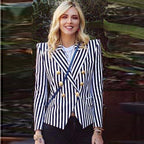Slim-fitting Double-breasted Blazer With Vintage Stripes