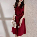 New French Halterneck Women's Chic Waist Dress