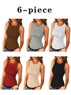 New Solid Color Printed Round Neck Vest For Women
