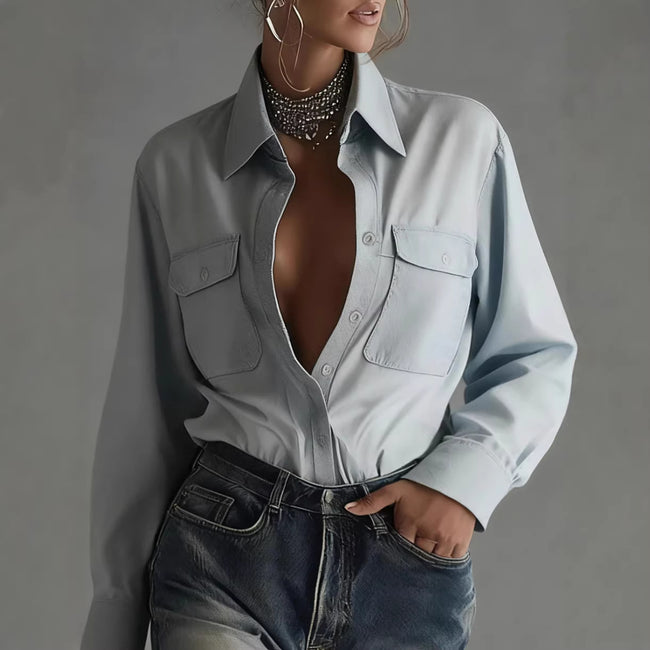 Stylish Relaxed-fit Long-sleeve Collar Shirt For Women Main Image