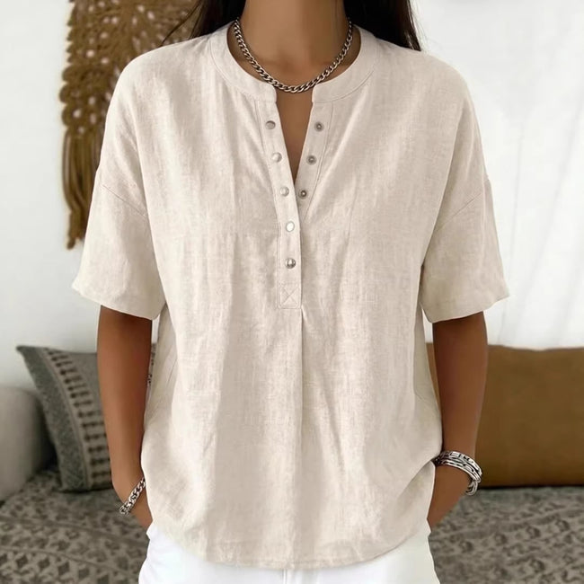 Solid Color Casual Pullover Short-Sleeve Shirt For Women Main Image