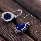 Sterling Silver Jewelry Lapis Lapis Water Drop Earrings for Women