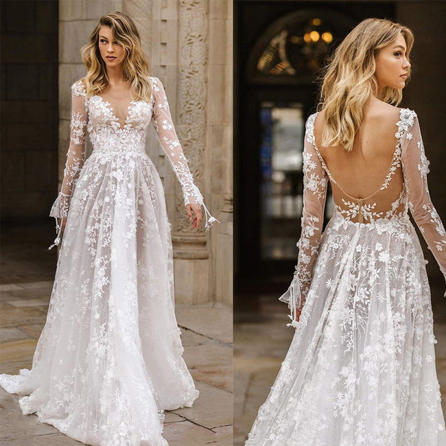 Wedding Dress Sexy Lace Long Sleeve Dress Evening Dress Main Image