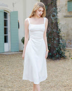 New High Sense French Style Temperament White Suspender Dress