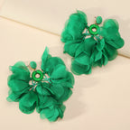 Handmade Bohemian Beaded Chiffon Flower Tassel Earrings For Women Tropical Vacation Statement Jewelry