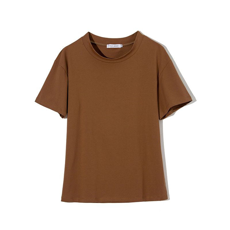 Summer Knitted Basic Solid T-shirt Women Casual Cotto