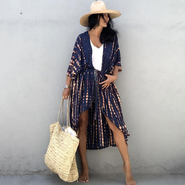 Polyester Ladies Sun Protection Resort Beach Dress Cover Up Main Image