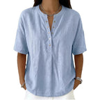 Solid Color Casual Pullover Short-Sleeve Shirt For Women