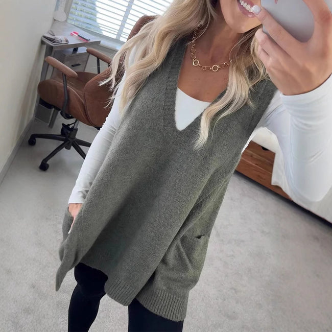 Casual Loose Knitted Sweater Vest For Women Main Image