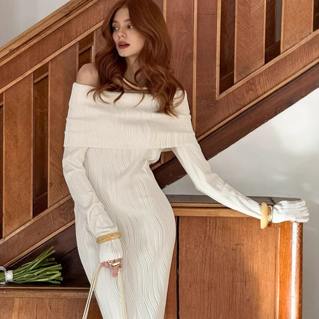 Sexy Off Shoulder Knitted Dress For Women Main Image