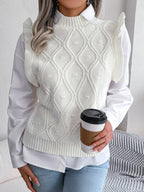 Women Ruffled Diamond Knit Sweater Vest
