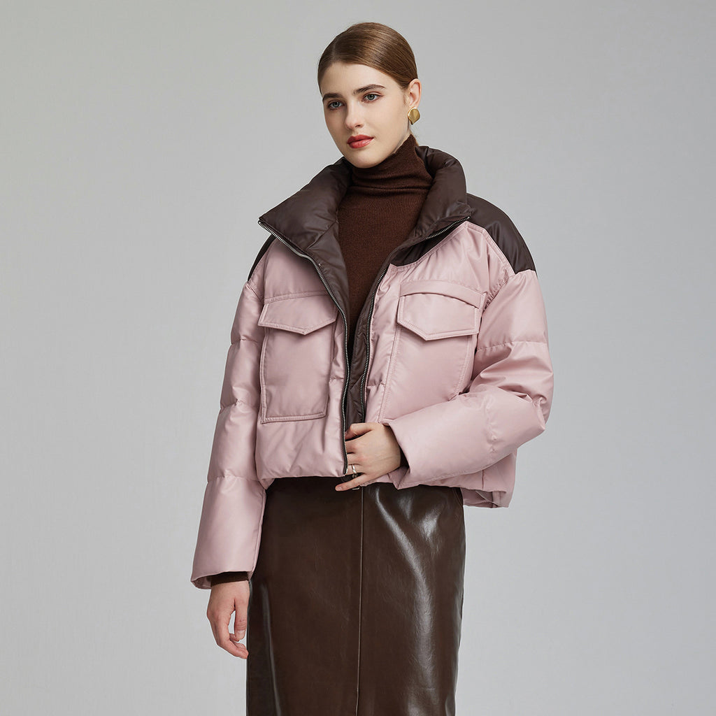 Women's Cotton-padded Short Loose Leather Coat
