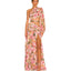 Fashion One-shoulder Bubble Long Sleeve Slim-fit Floral Hollow Split Dress