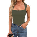 Square-neck Ribbed Camisole Top Womens Clothing