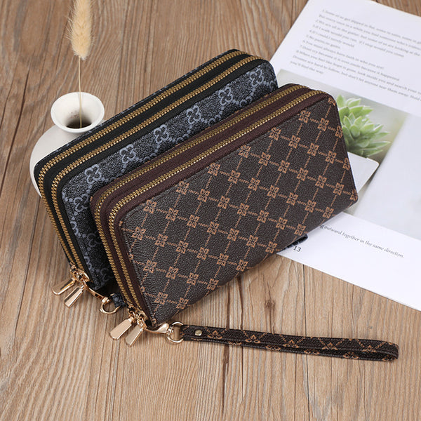 Longue pochette de téléphone portable, porte-monnaie, portefeuille zippé