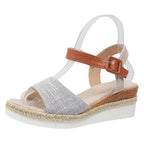 New Style Ankle-Strap Jute-Soled Lightweight Casual Fishmouth Wedge Sandals For Women