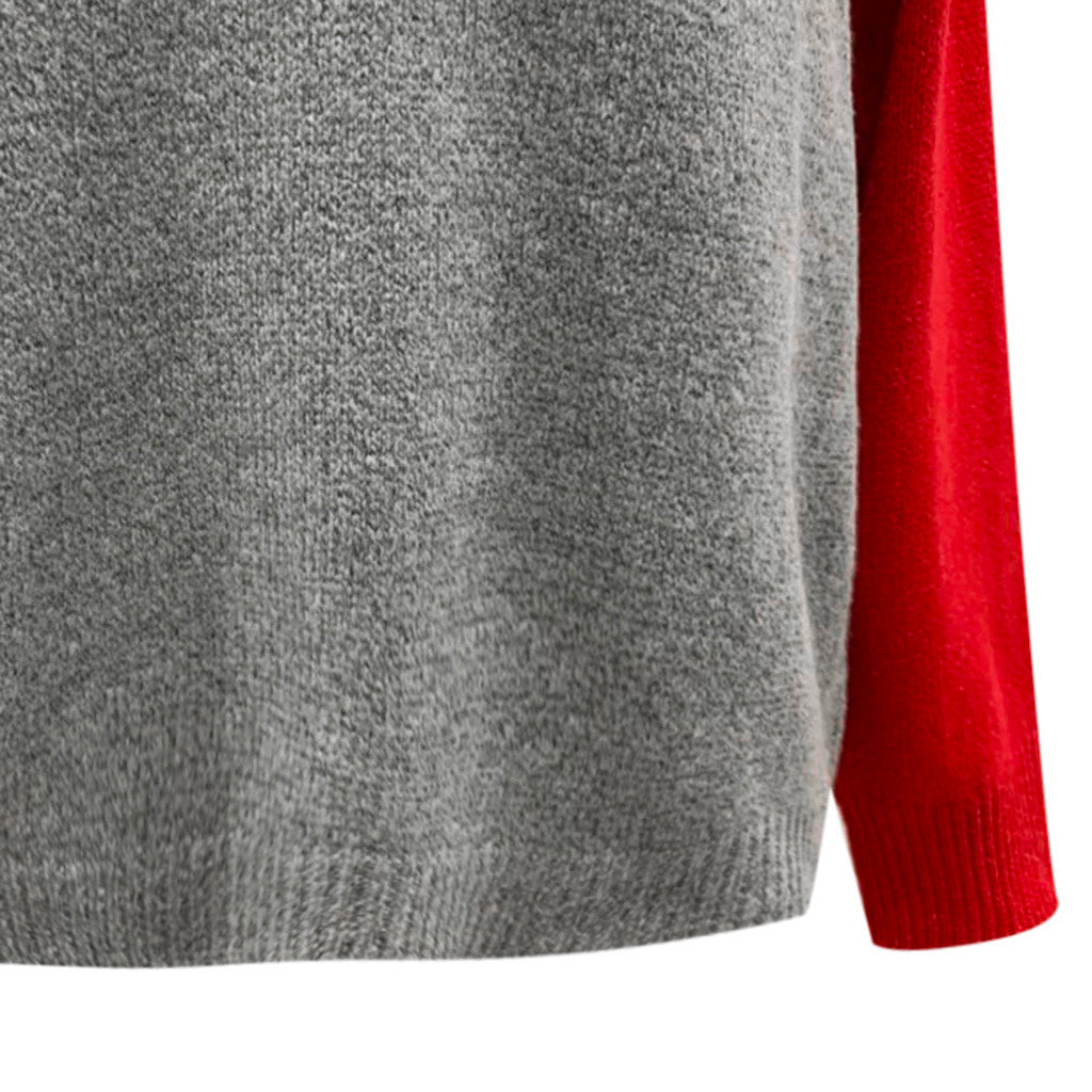 Round neck inter-color striped sweater women