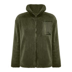 Lambswool Warm Fashion Solid Color Zipper Plush Coat