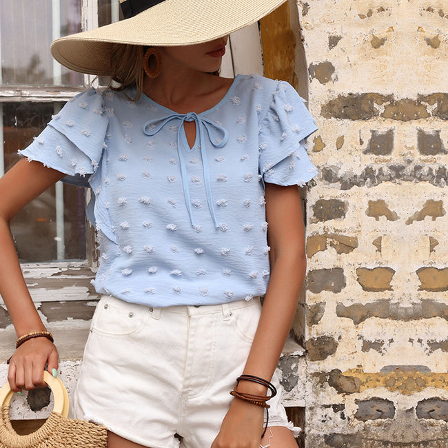 Solid Color Chiffon Jacquard Shirt For Women Main Image