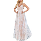 Elegant Deep V-neck Backless Mesh Wedding Dress
