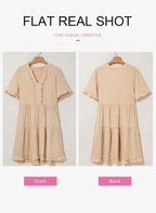 Womens Dresses Summer Spring V Neck Short Sleeve Casual A Line Flowy Swing Dress Mini Dress