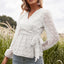 Jacquard Lace V-neck Long-sleeved Blouse Women