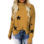 Knitted Sweater Women XINGX Pattern Turtleneck Long Sleeve Pullover Women's Sweater