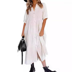 Women's Long Sleeve Button Dress Casual Dress