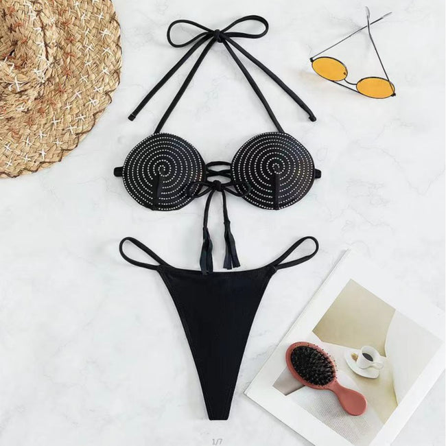 Personality Bandage Bikini Backless Hot Drilling Hover Image