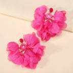 Handmade Bohemian Beaded Chiffon Flower Tassel Earrings For Women Tropical Vacation Statement Jewelry