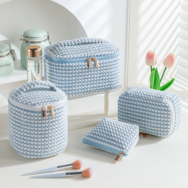 Flannelette Makeup Bag Travel Portable Four-piece Set Hover Image
