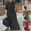 Women's Solid Color Wide Hem Casual Loose Lapel Cotton Linen Long Dress