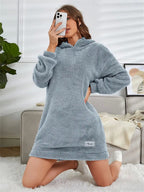 Women's Hooded Long Sleeve Plush Dress