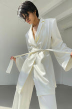 Halterneck Vest Set Lace-up Skirt Trousers Drape Satin Suit