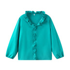 European And American-style Long-sleeve Ruffled Blouse For Women