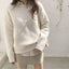 Round Neck Solid Color Sweater For Women