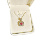 Women's Pomegranate Red Rings Pendants Earings Set