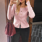 Fashion Button Long Sleeve Sweater For Women