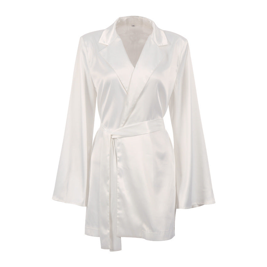 Halterneck Vest Set Lace-up Skirt Trousers Drape Satin Suit