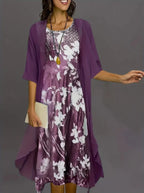 Summer Chiffon Dress Two-piece Set