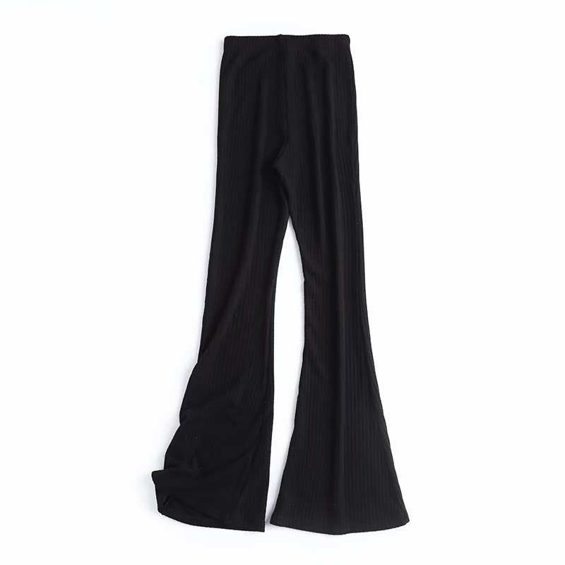 Slim Short Long Sleeved T Shirt Women  Highwaist Flared Trousers