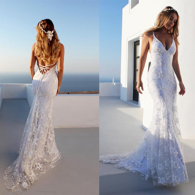 Sexy Lace Bridal Dress Women Wedding Hover Image