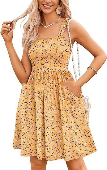 Women's Summer Casual Square Collar Dress