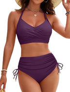 Womens High-Waisted Drawstring Bikini Set