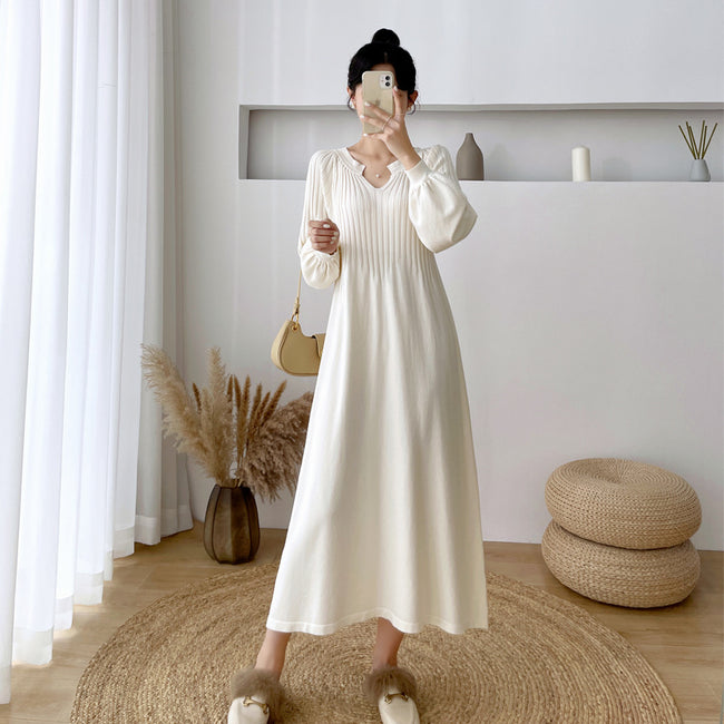 Long Sweater Dress Over The Knee Women Wear Loose Plus Size Dress Hover Image