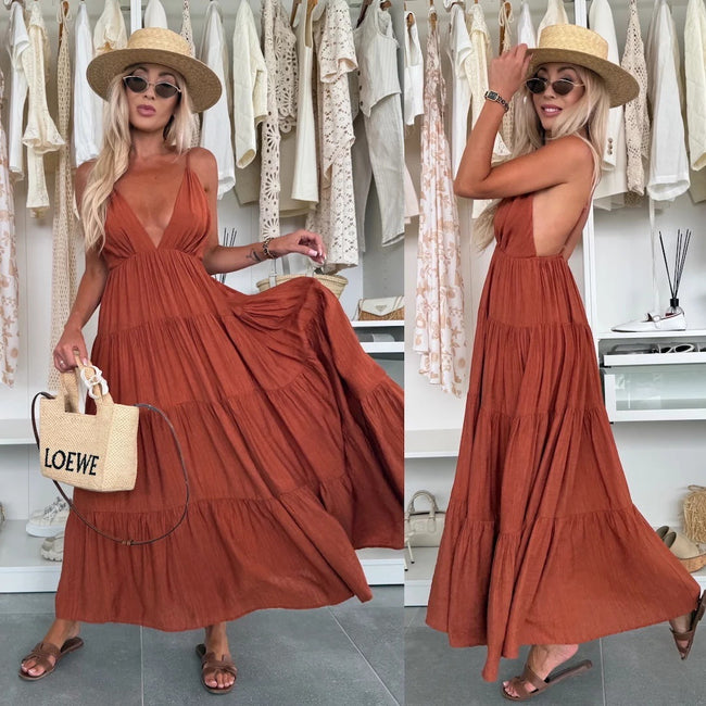 European And American Summer Sexy Fashion Suspenders Stitching Dress Women Hover Image