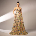 Elegant Sleeveless Sequined Suspender Evening Dress