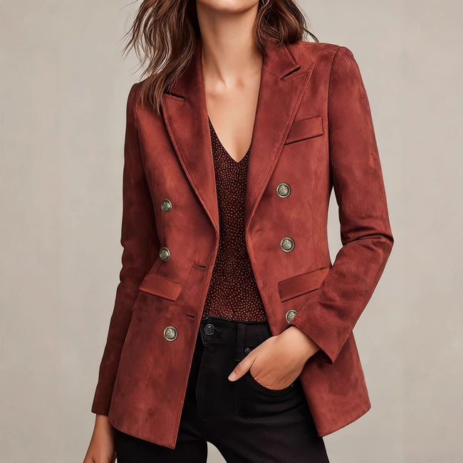 Women's French-style Elegant Vintage Double-breasted Blazer Hover Image
