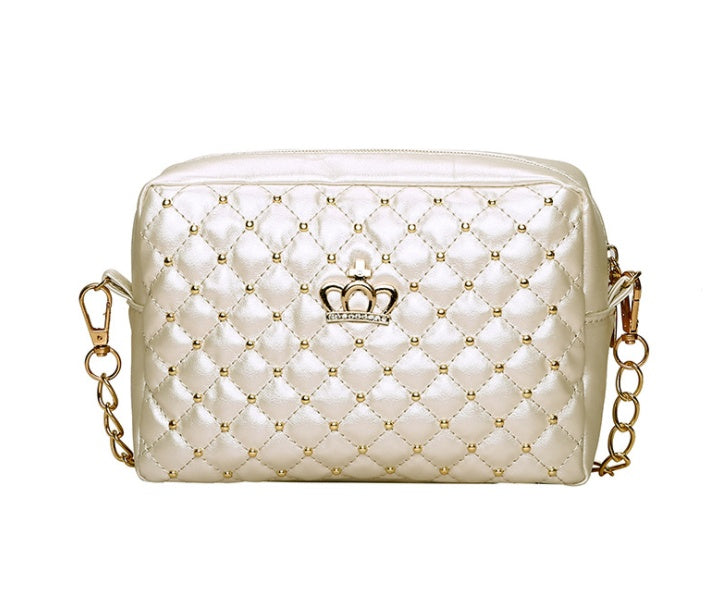 Women PU Crossbody Rivet Chain Shoulder Bag
