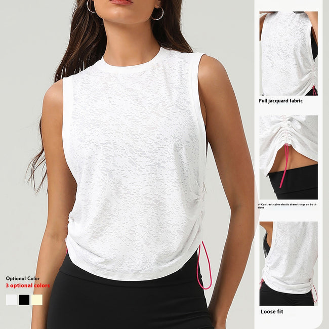 New Jacquard Sports Vest For Women Sleeveless Blouse Breathable Hover Image